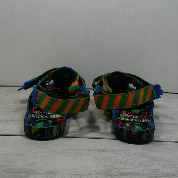 Mini Melissa Girl's Fabula Cage Pattern Grip-Strap Sandals, Blue Size 2 - Picture 5 of 10